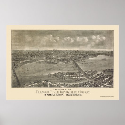 Trenton, NJ Panoramic Map - 1900 Poster (Voorkant)