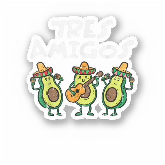 Tres amigos Avocados Guac Cinco de Mayo Fiesta Mex Sticker (Voorkant)