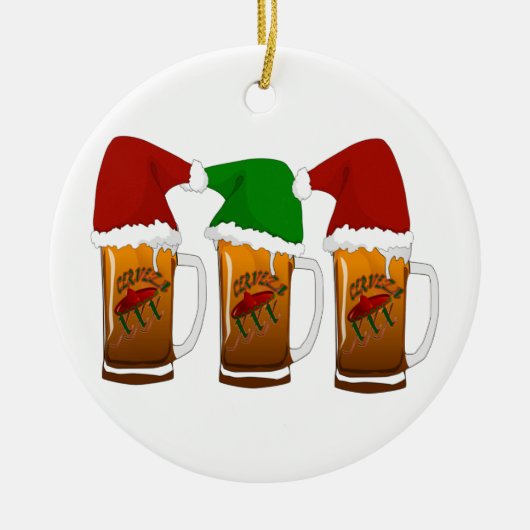 Tres Amigos KerstCerveza Keramisch Ornament (Voorkant)