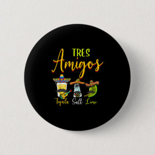 Tres amigos Tequila Salt Limoen Cinco de Mayo Ronde Button 5,7 Cm