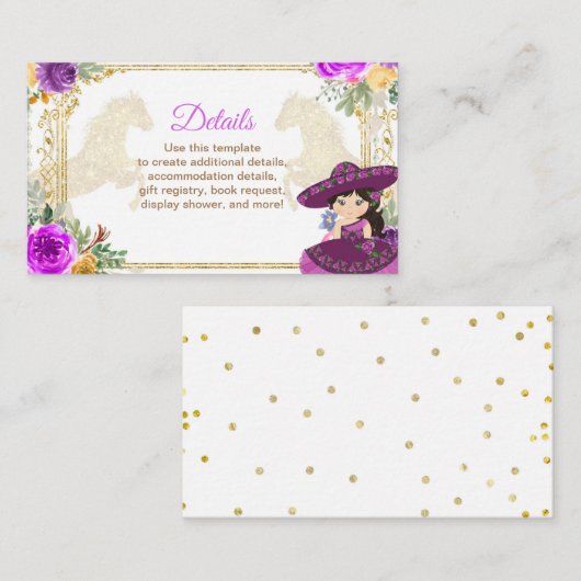 Tres Anos Mexican Flower Pink & Gold Insert Card Informatiekaartje (Voorkant / Achterkant)
