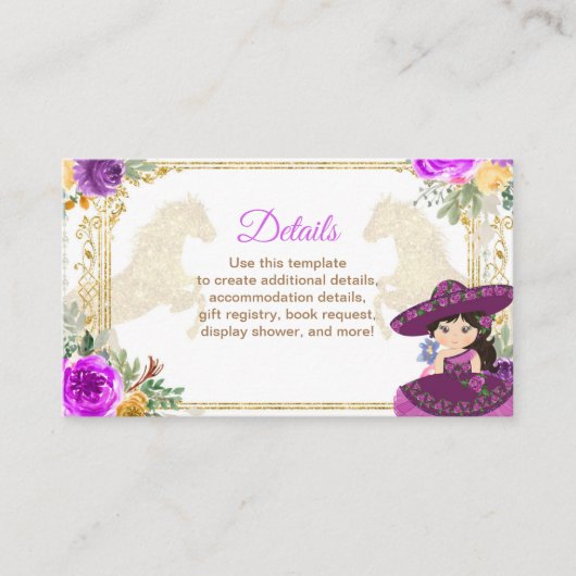 Tres Anos Mexican Flower Pink & Gold Insert Card Informatiekaartje (Voorkant)