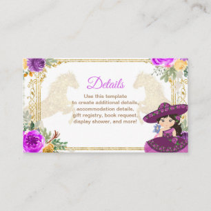 Tres Anos Mexican Flower Pink & Gold Insert Card Informatiekaartje