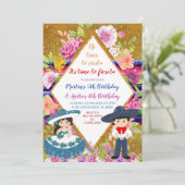 Tres Anos Navy Mexican Fiesta kinderen Birthday Kaart (Staand voorkant)