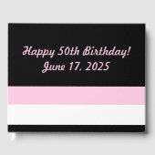 Très Chic Black, White en Pink Stripes Gastenboek (Voorkant)