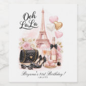 Très Chic in de Stad Roze Paris Feest Wijn Etiket (Enkel label)