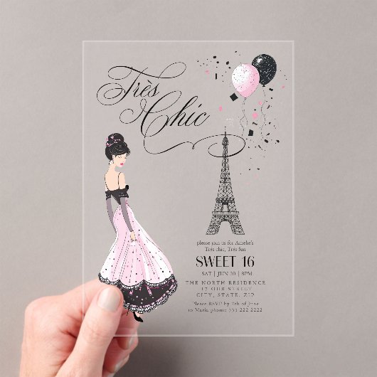 Trés Chic Parijse Zoet 16 ID1162 Acryl Uitnodigingen (Insitu (Draagbaar))