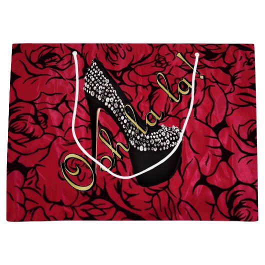 Tres Chic Rouge Fleurs Groot Cadeauzakje (Voorkant)