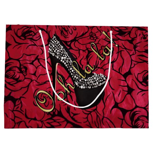 Tres Chic Rouge Fleurs Groot Cadeauzakje (Achterkant)