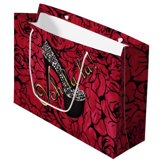 Tres Chic Rouge Fleurs Groot Cadeauzakje (Voorkant Gekanteld)