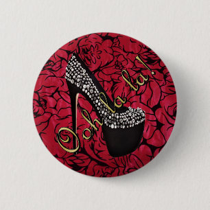 Tres Chic Rouge Fleurs Ronde Button 5,7 Cm