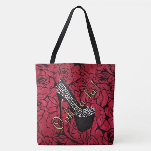 Tres Chic Rouge Fleurs Tote Bag (Voorkant)
