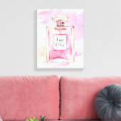 Tres Chic Roze Parfum Flesje Waterverf Canvas Afdruk (Insitu (Woonkamer))