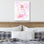 Tres Chic Roze Parfum Flesje Waterverf Canvas Afdruk (Insitu (Slaapkamer))