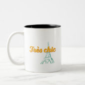 Tres Chic Stylish  French Word Phrase Tweekleurige Koffiemok (Links)