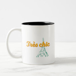 Tres Chic Stylish  French Word Phrase Tweekleurige Koffiemok