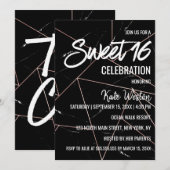 Tres Chic Zwart Geometrisch Marmer Goud Zoet 16 Kaart (Voorkant / Achterkant)