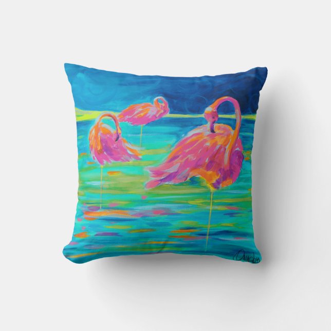 Tres Flamingos Pillow Kussen (Voorkant)