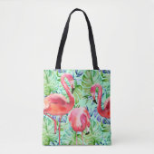 Tres Flamingos Pink Flamingo Tropical Canvas tas (Voorkant)