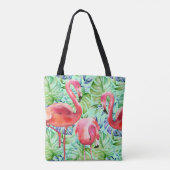 Tres Flamingos Pink Flamingo Tropical Canvas tas (Achterkant)