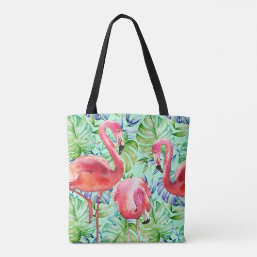 Tres Flamingos Pink Flamingo Tropical Canvas tas (Achterkant)
