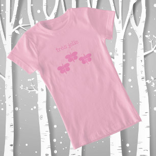 Très Jolie Pink Butterflies T-shirt