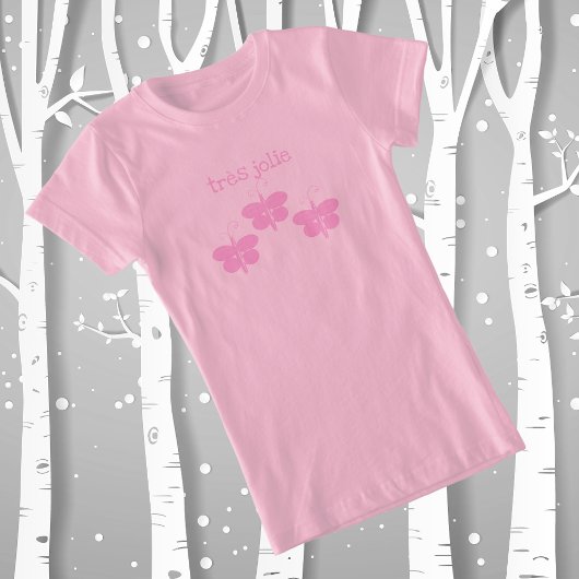 Très Jolie Pink Butterflies T-shirt