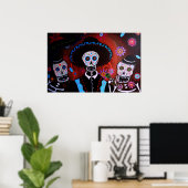 tres mariachis day of the dode poster (Thuiskantoor)