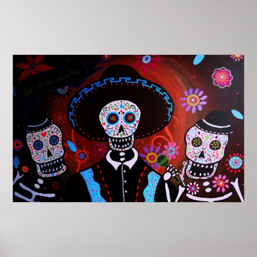 tres mariachis day of the dode poster (Voorkant)