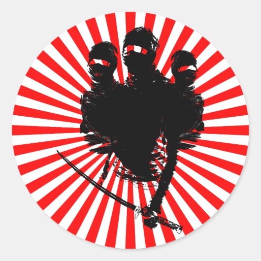 tres ninjas ronde sticker (Voorkant)