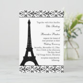 Tres Paris Huwelijksuitnodiging (wit) Kaart (Staand voorkant)