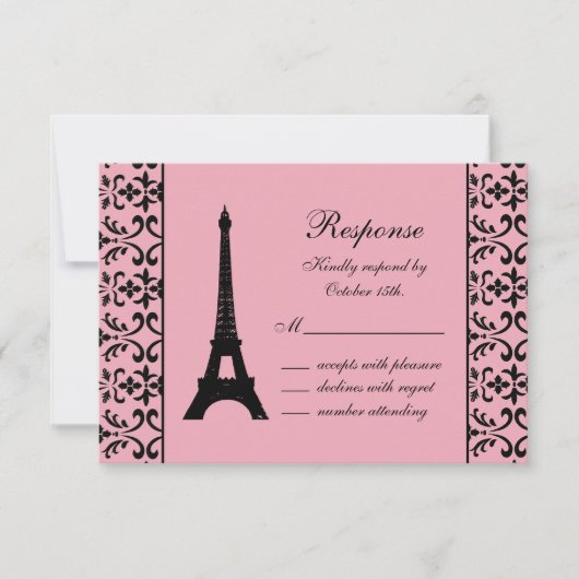 Tres Paris RSVP (roze) Kaartje (Voorkant)