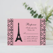 Tres Paris RSVP (roze) Kaartje (Staand voorkant)