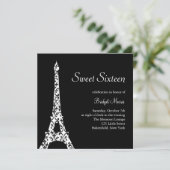 Tres Paris Sweet Sixteen Birthday Invitation 2 Kaart (Staand voorkant)