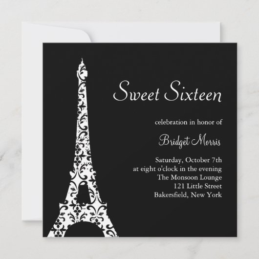 Tres Paris Sweet Sixteen Birthday Invitation 2 Kaart (Voorkant)