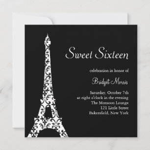 Tres Paris Sweet Sixteen Birthday Invitation 2 Kaart