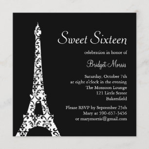 Tres Paris Sweet Sixteen Birthday Invitation Kaart