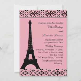 Tres Paris Wedding Invitation Kaart