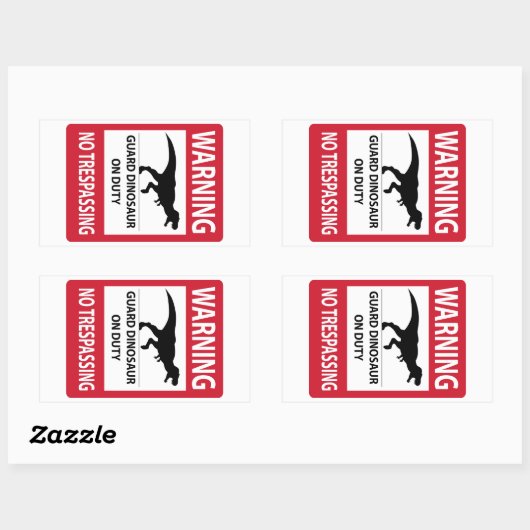 Trespassing-teken (T-Rex) Rechthoekige Sticker (Vel)