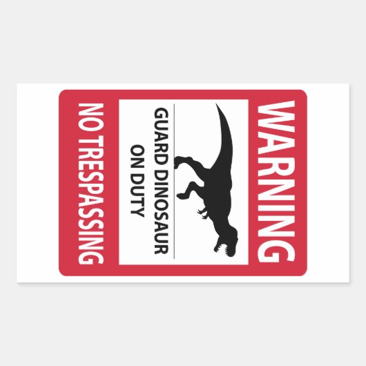 Trespassing-teken (T-Rex) Rechthoekige Sticker (Voorkant)