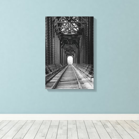 Trestle Bridge in zwart-wit Canvas Afdruk (Insitu (Houten vloer))