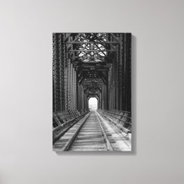 Trestle Bridge in zwart-wit Canvas Afdruk
