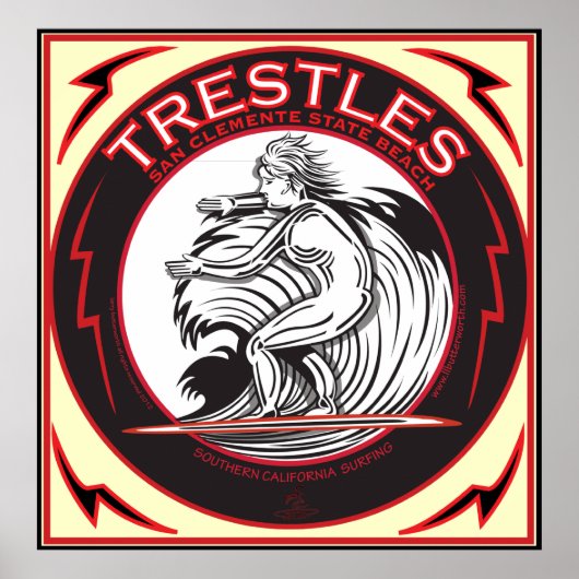 TRESTLES SAN CLEMENTE CALIFORNIA SURFING POSTER (Voorkant)