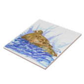 Treurende duifvogel in een Nest Waterverf Wildlife Tegeltje (Zijkant)