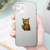 Treurende kat met duim omhoog in hoge detail sticker (Telefoon)
