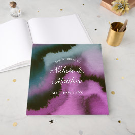 Treurig Paars & Teal Abstract Trouwen Gastenboek