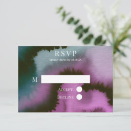 Treurig Paars & Turquoise Abstract Trouwen RSVP Kaartje