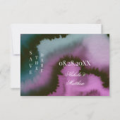 Treurig Paars & Turquoise Abstract Trouwen Save The Date (Voorkant)