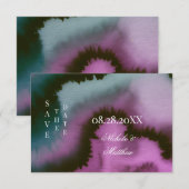 Treurig Paars & Turquoise Abstract Trouwen Save The Date (Voorkant / Achterkant)