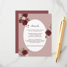 Treurige Bloemige Herfst Bruiloft Details Card